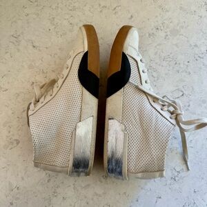 Dolce Vita White Perforated Leather High-Top Sneakers | Side Zip | Size 7.5